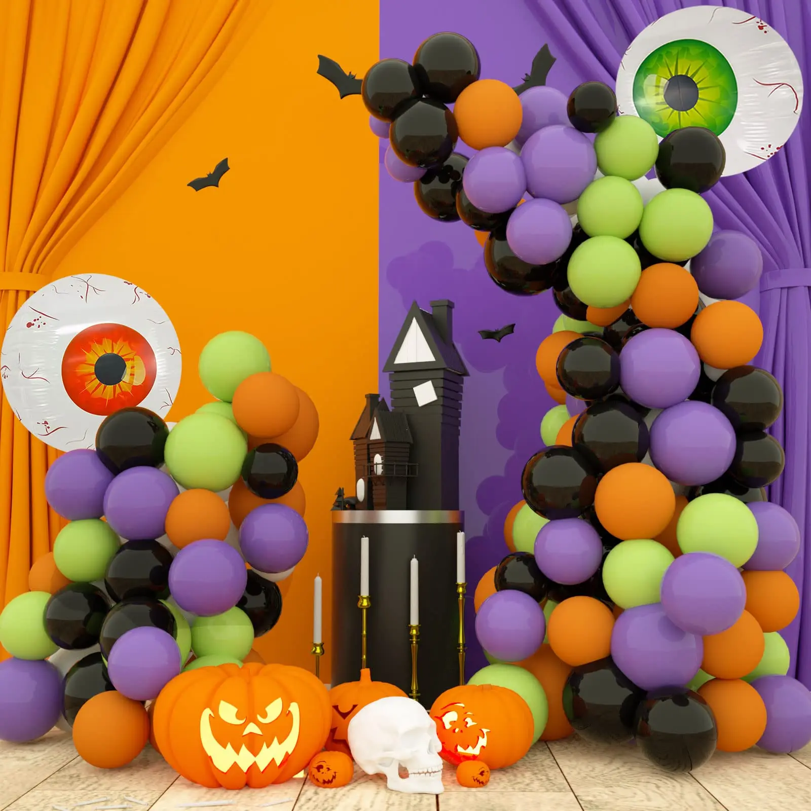 Halloween Balloons Garland Arch Kit Diy Eyeballs Confetti Balloon