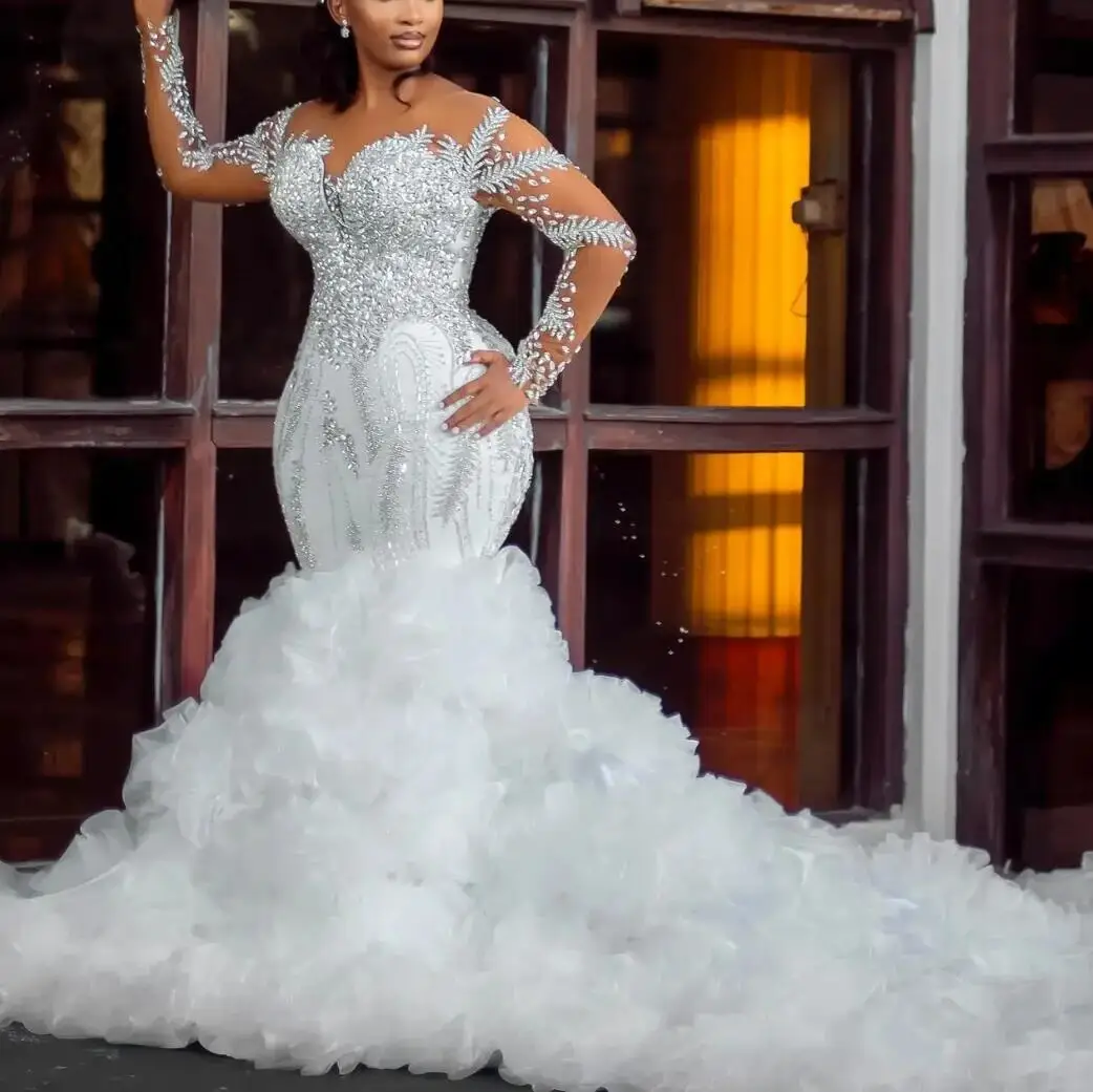 knee length dresses for ladies Davinci Bridal 50802 Strapless Crepe Mermaid Wedding Dress Ruffle Organza Skirt Gown 4 / Ivory