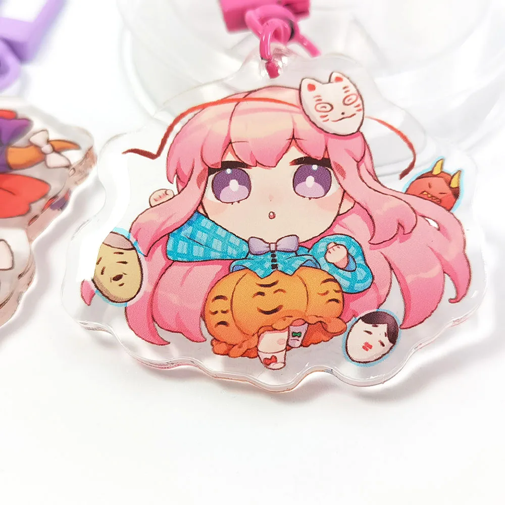Custom Clear Printed Double Glitter Epoxy Resin Acrylic Charms Keychain for Gift With Star Clasp