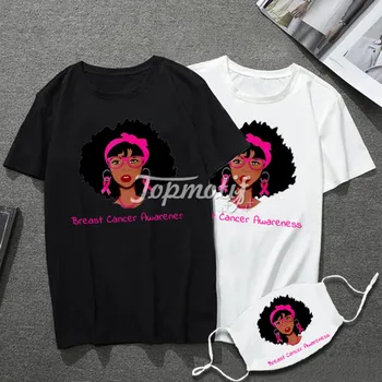 New arrival design breast cancer awareness transfer o-neck women cotton t shirt