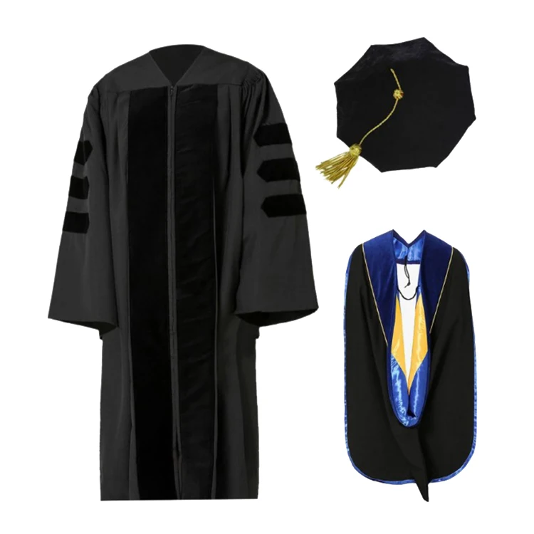 Classic black academic robe complete set