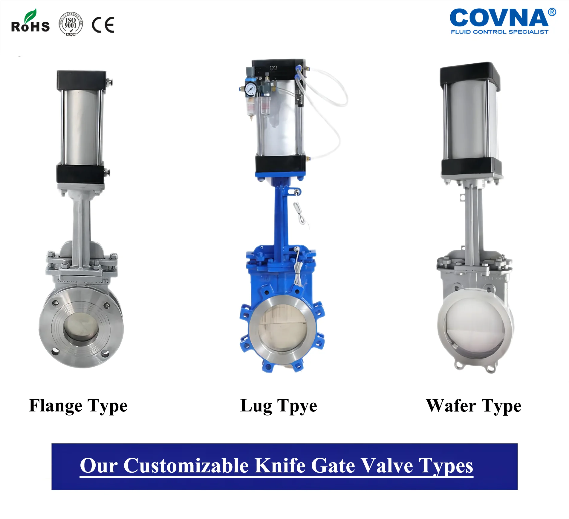 Lug Pneumatic Knife Gate Valve Ac220v Dn50 304 Stainless Steel Ansi