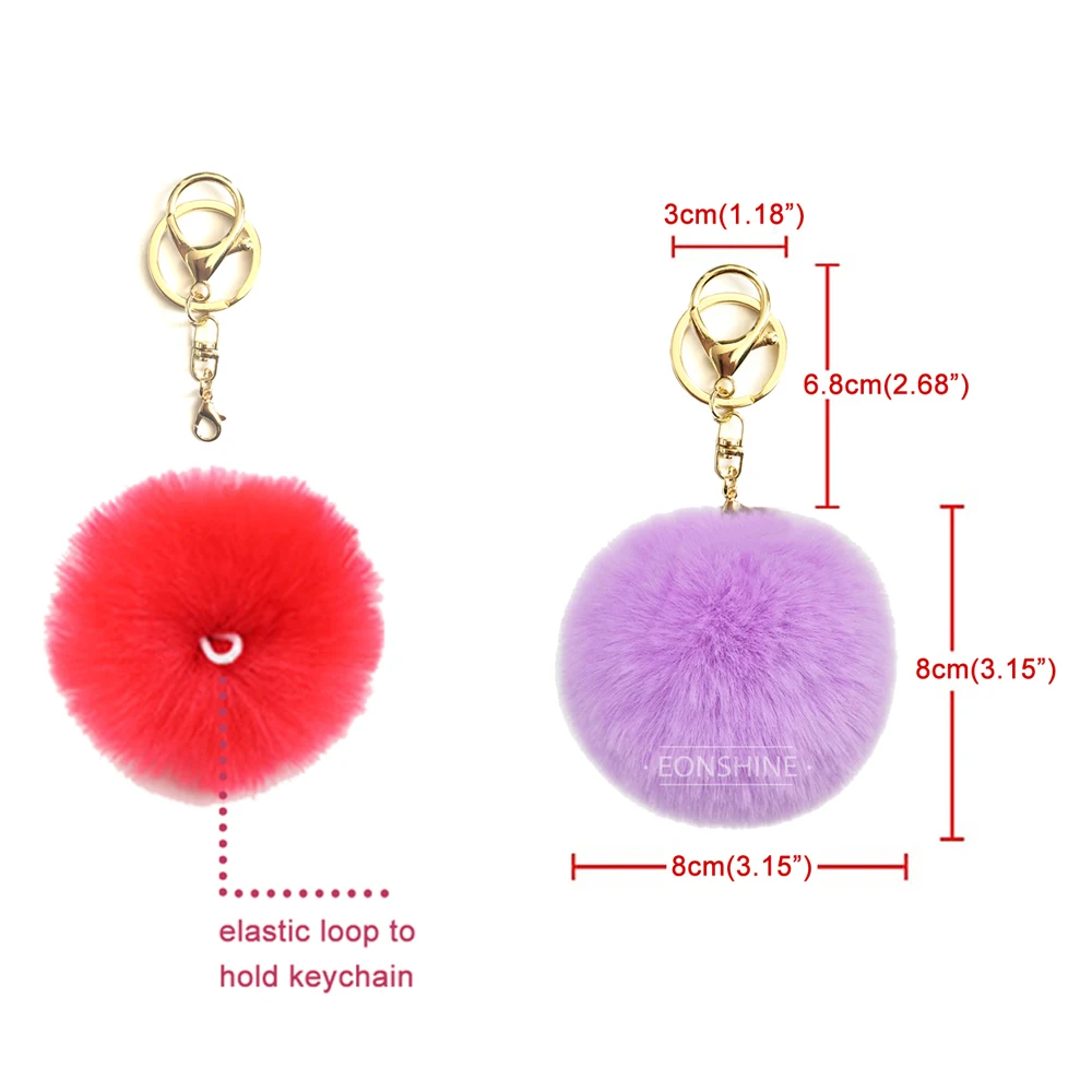 Wholesale Good Quality Pompom Key Chain Keyring Colorful Pom Pom