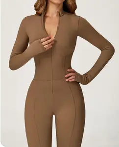Women's One-piece Hooded Zip-Up Thermal Long-Sleeve Bodysuit Spandex/Nylon Lightweight Quick-Dry for Outdoor Leisure Sports