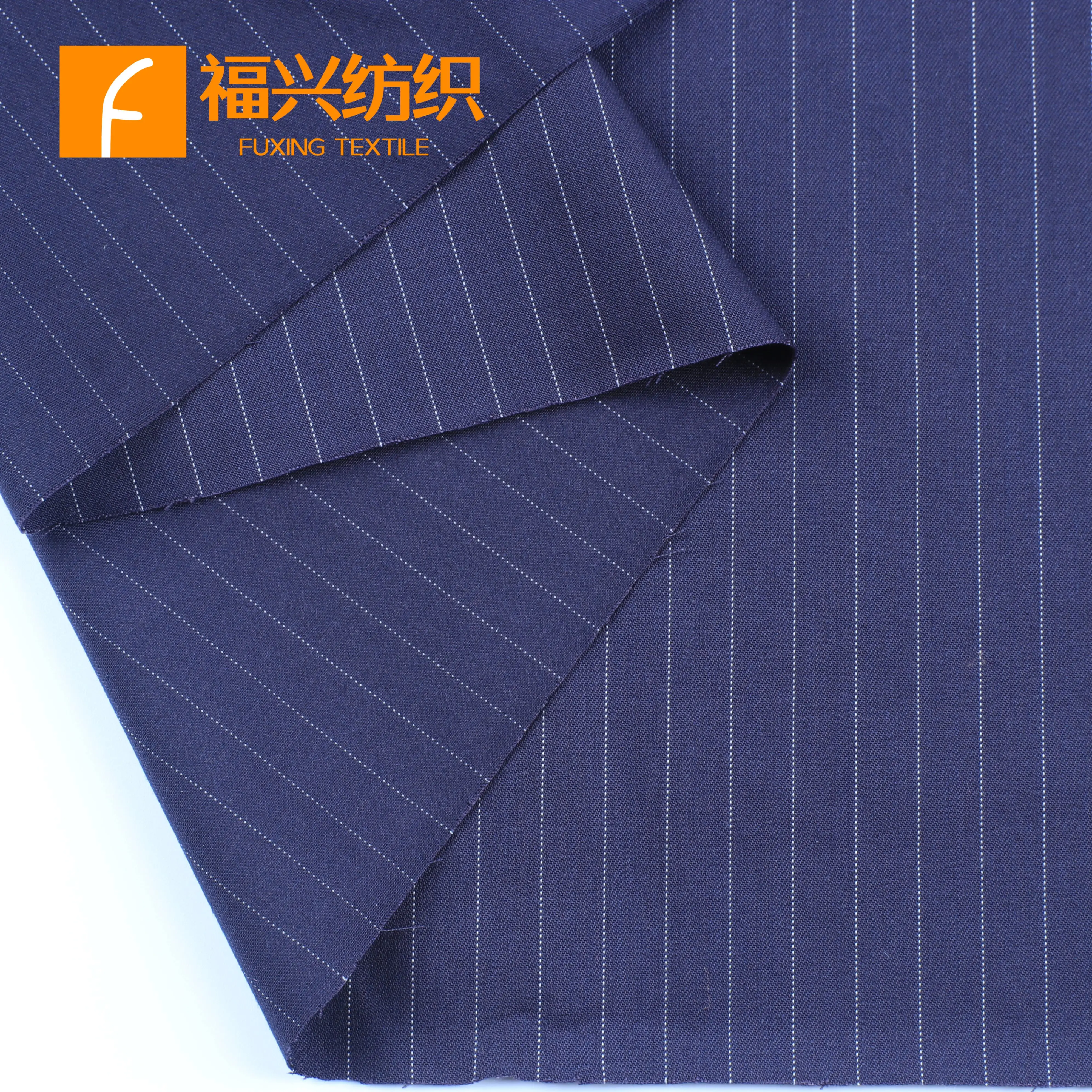 High-quality Fabric Polyester Rayon Spandex Blended White and Black Striped Linen  Men's Suits Fabric