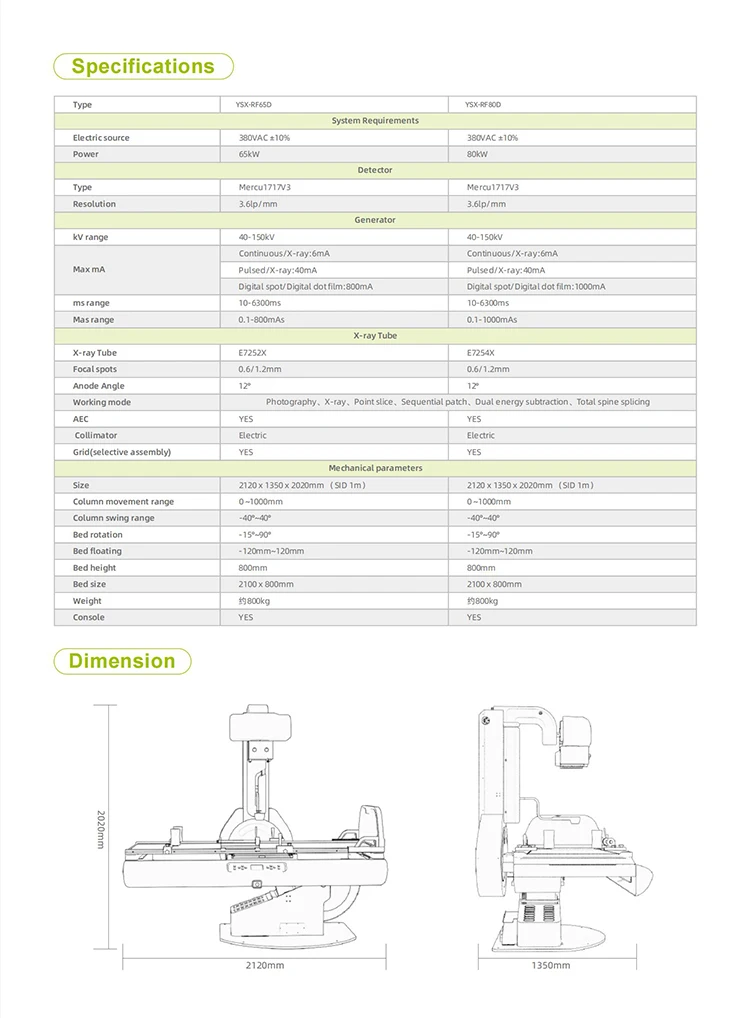 YSX-RF65D Ysenmed Medical Digital Xray Machine Dynamic X-ray Photography System X-ray Fluoroscopy System