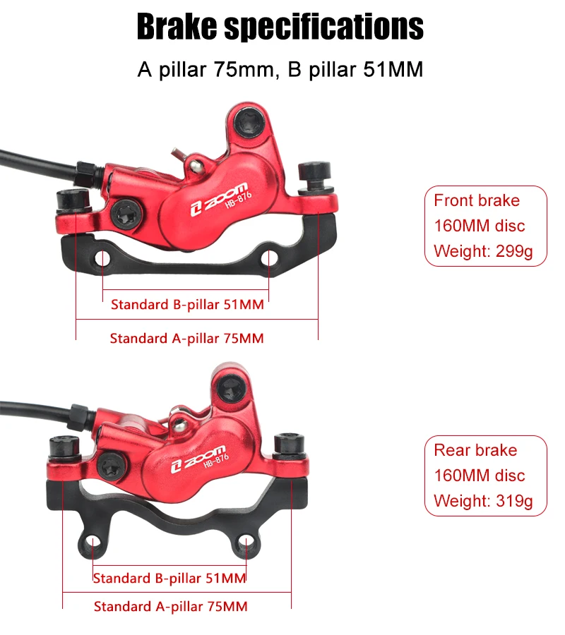 2022 New High Quality Zoom Hb876 Bicycle Brake Front Rear Set 4 Piston