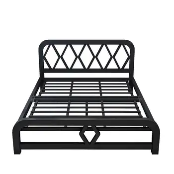 Metal Bed Frame in Black Queen King Full Size with Wrought Duty Headboard and Footboard No Box Spring Needed