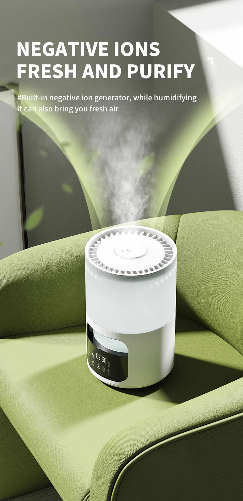 3.5l Negative Ions Air Purifiers Ultrasonic Essential Oil Diffuser