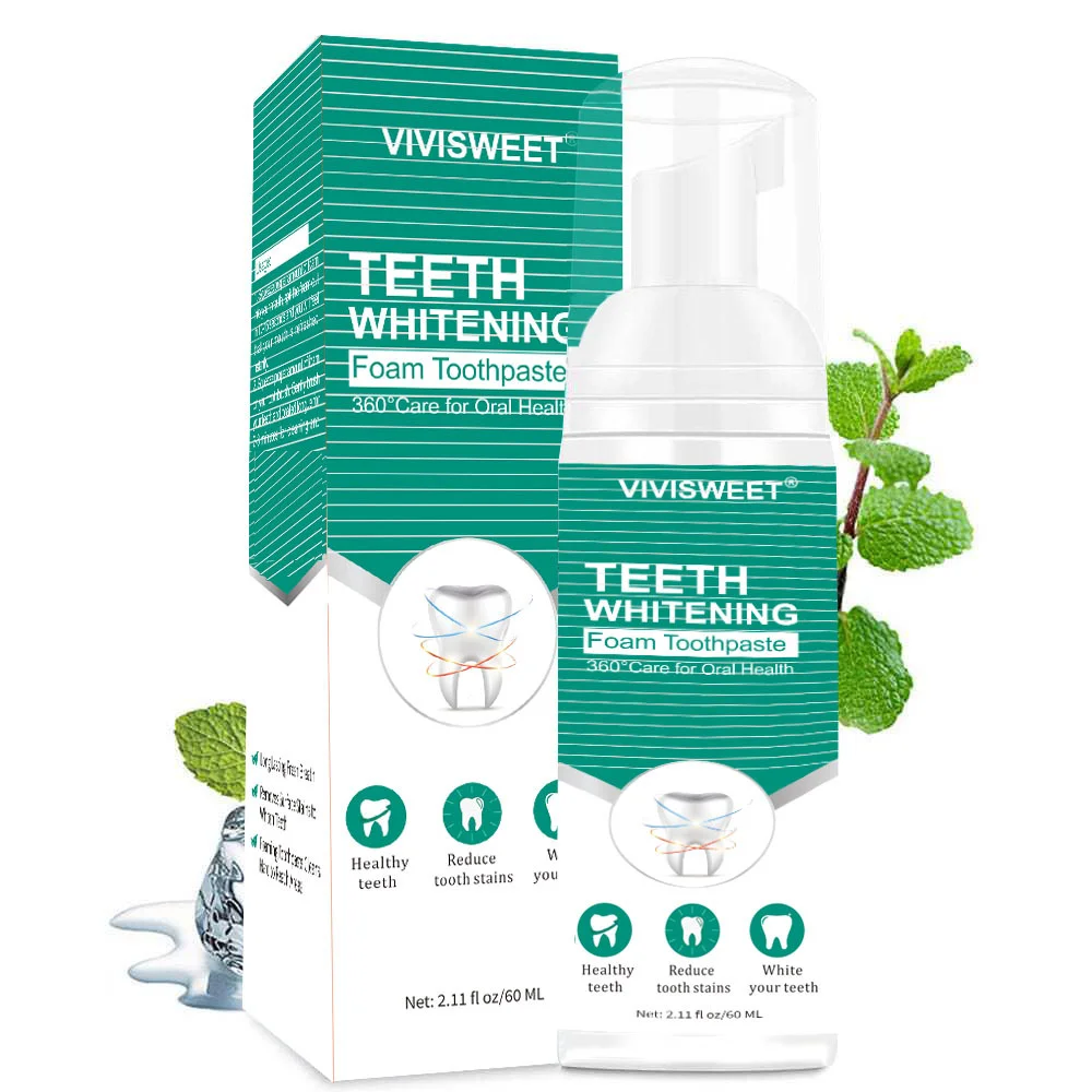 Custom Logo Non Peroxide Teeth Whitening Mousse Color Correct Foam Liquid Toothpaste