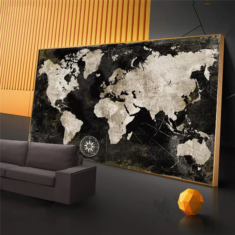 Vintage World Map Canvas Painting Printing Poster Earth Wall Pictures for Living Room Modern Nordic Decoration Art Home Decor
