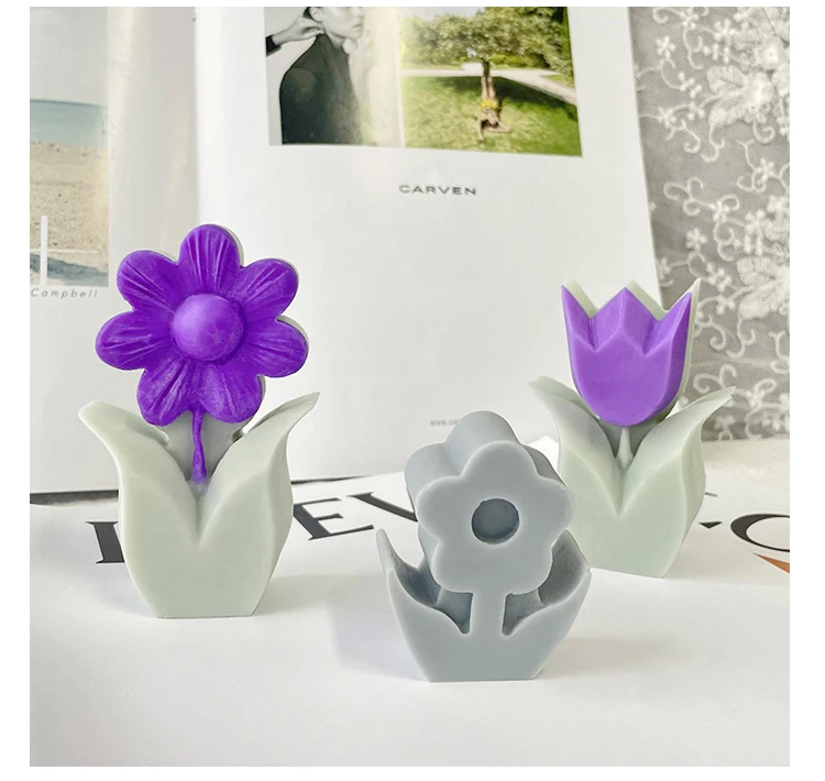Small Cute Flower Diy Candle Mold For Candle Making Aromatherapy