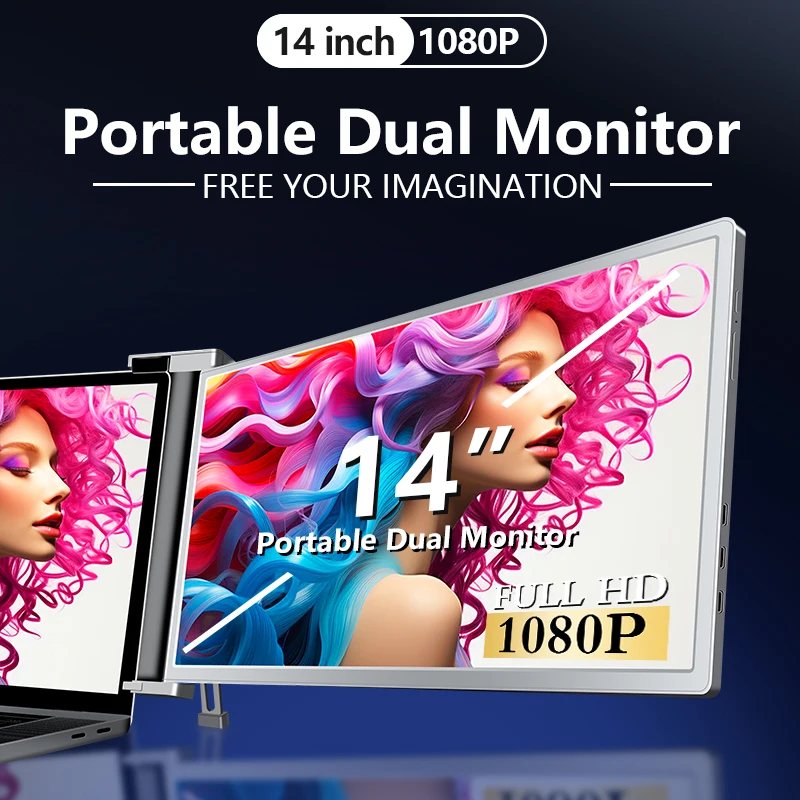 14 Inch Single Portable Monitor for Laptop Screen Extender With HDMI and USB C Port