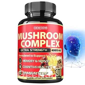 Custom Private Label Mushroom Complex Nootropics Supplements Improve Memory & Nerve Focus Capsules