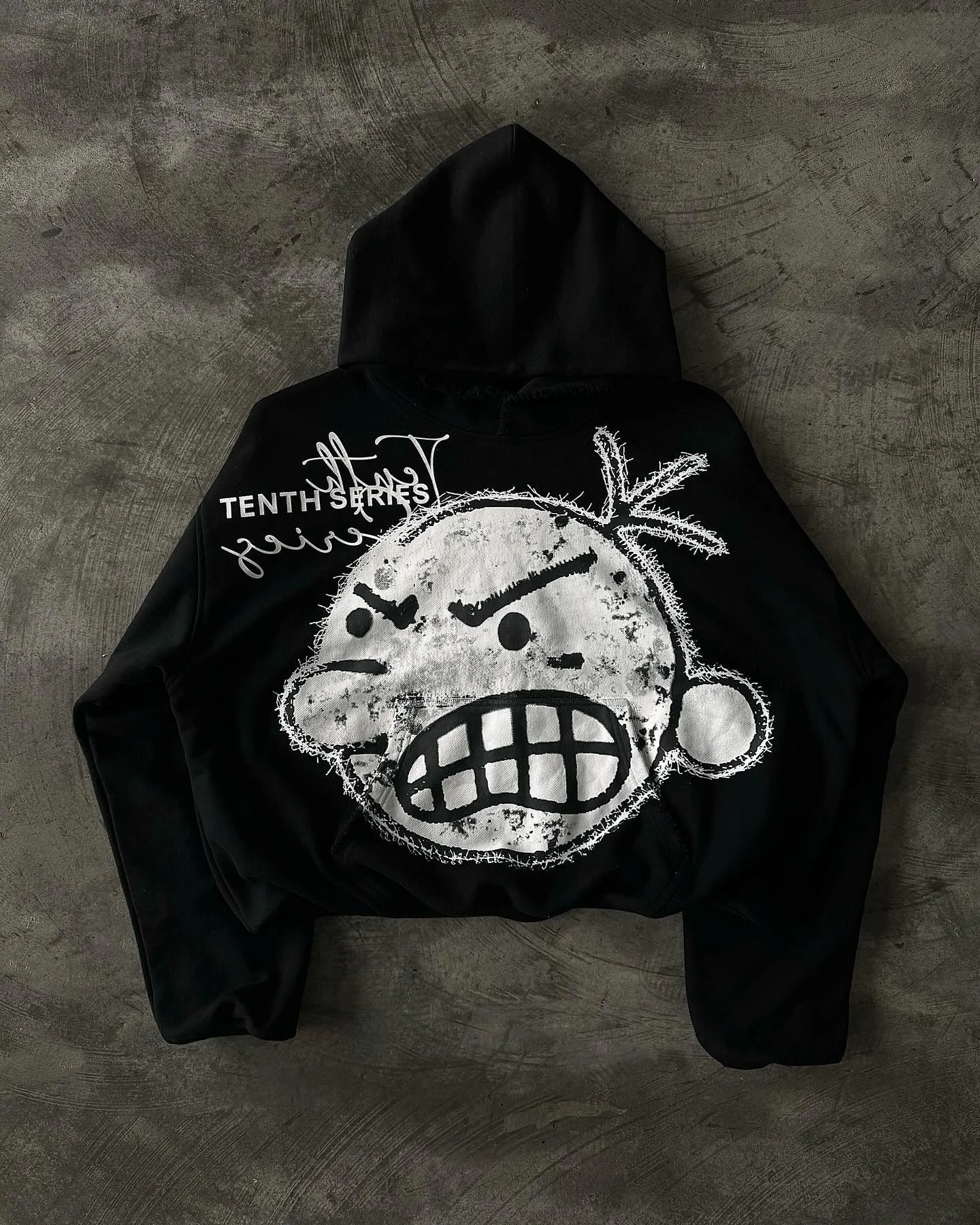 Custom Cotton Cut and Sew Men Sweatshirt Streetwear Vintage Applique Embroidery Patch Distressed Embroidered Hoodie Unisex