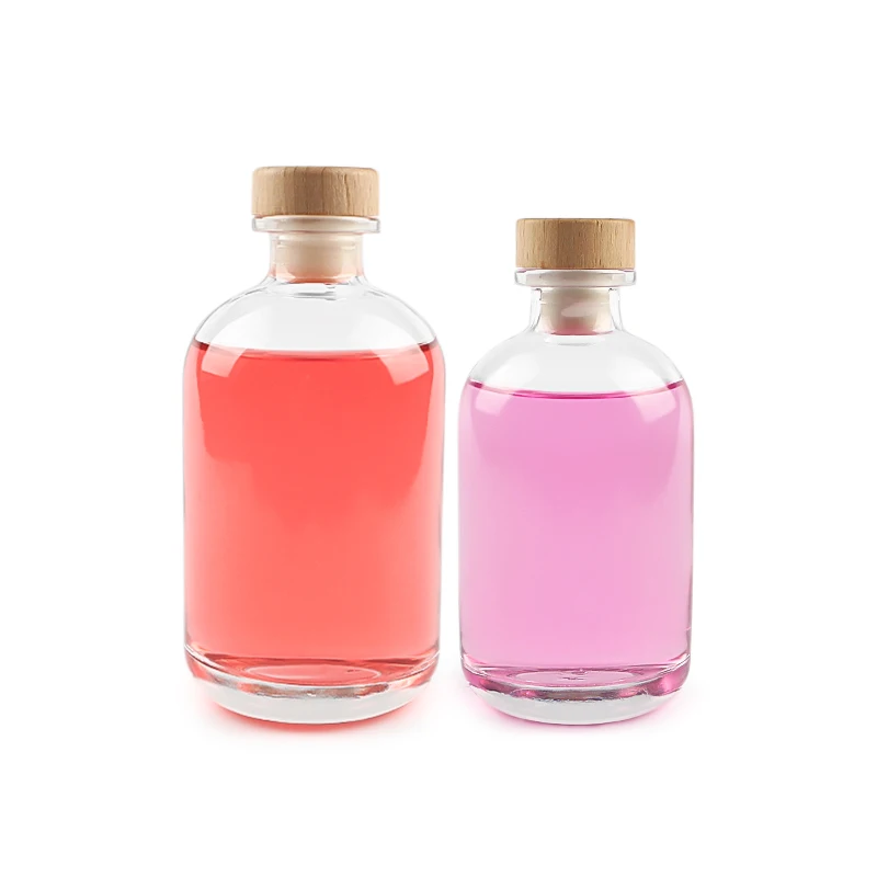 Free Sample 250ml 350ml 500ml Empty Glass Bottle for Liquor Ratafee Glass Bottles with Wood Cork