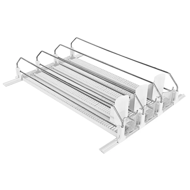 Automatic Retail Store Ture Cooler Adjustable Shelve Canned Water Tray Glide Pusher For Frefridgerator
