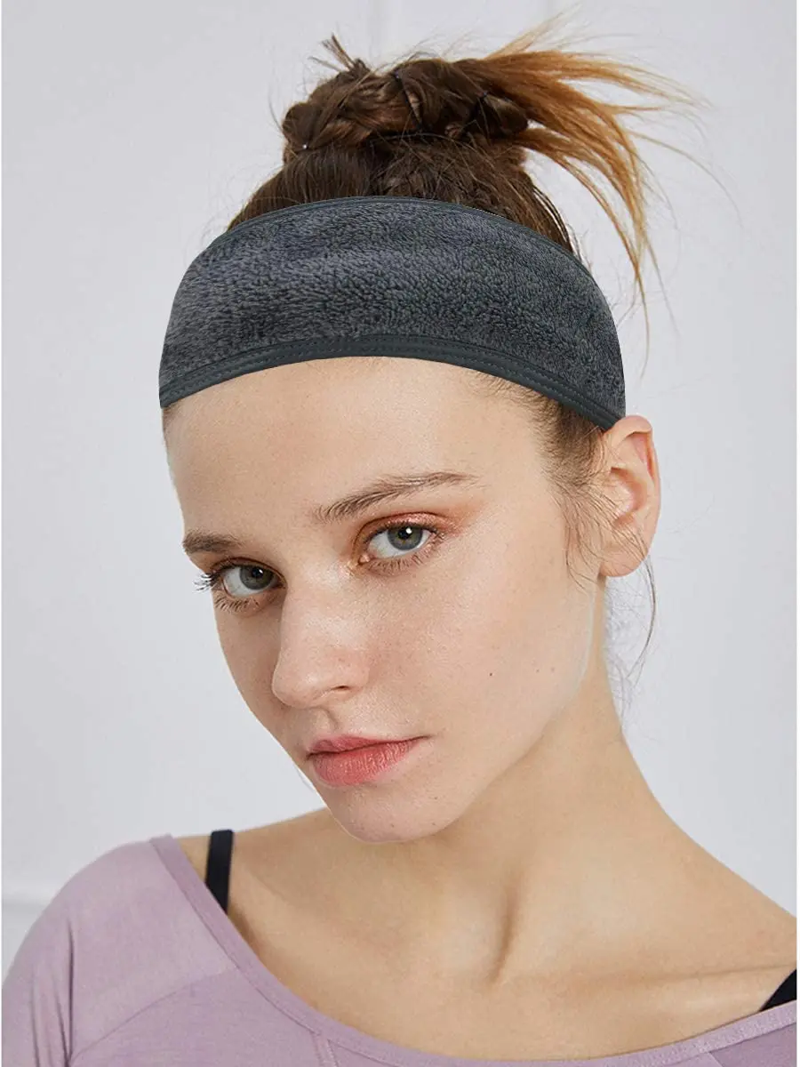 Spa Headband Non-slip Microfibre Makeup Headband with Magic Tape Adjustable for Washing Face, Yoga and Sport