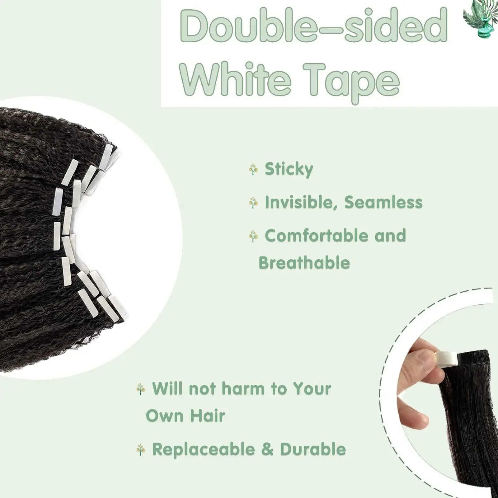 Kinky Straight Tape In Hair Extensions 100 Human Hair Remy 20Pcs Natural Color Skin Weft Tape In Extension_voghion.com