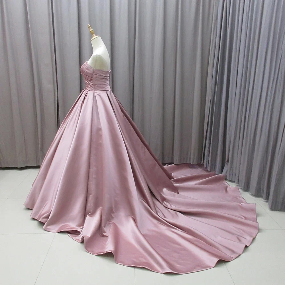 Ball Gown Party Wear Satin Silk Gown Bridal Affair Mz0002