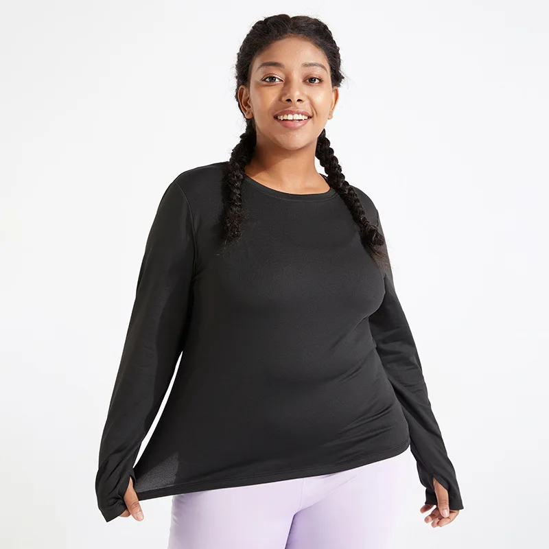 long sleeve workout shirts plus size