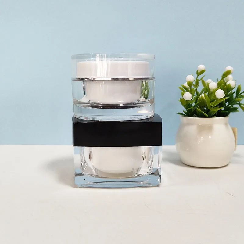 Empty Skincare Round Cosmetic Container Private Logo 10g 15g 30g 50g New Style Elegant Square Plastic Acrylic Face Cream Jar