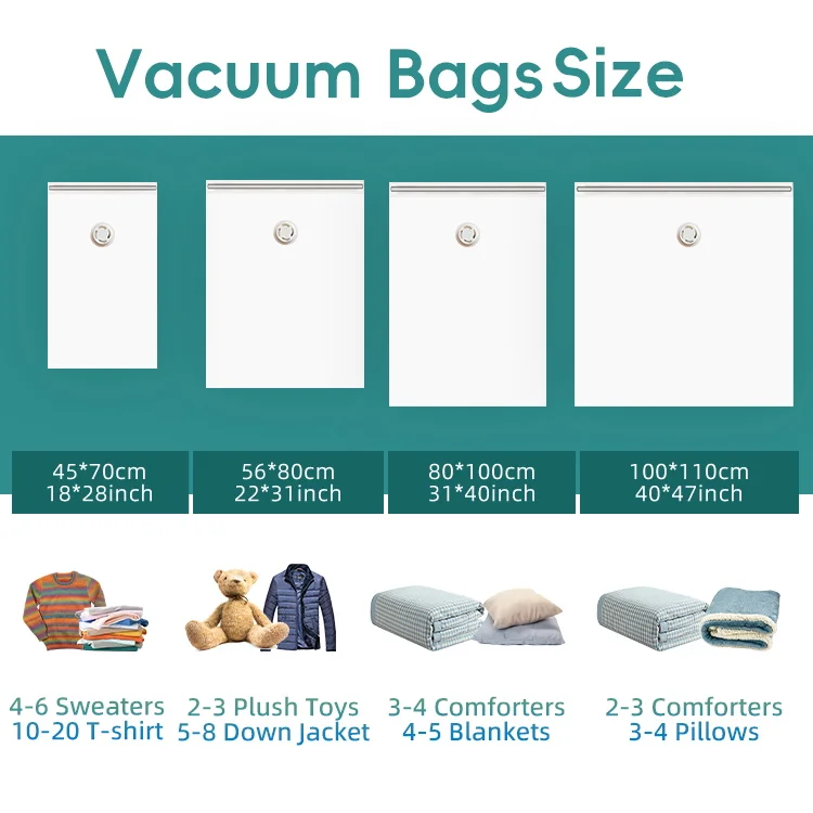 Factory Direct Custom Large Plastic Storage Bags for Travel Vacuum Clothing and Bedding Storage
