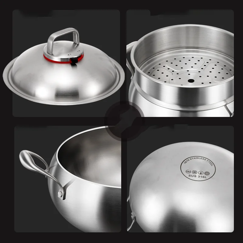 316 Stainless Steel Micro-pressure Cooker New apple Pot Steamer Soup Pot for Household Thickening Stew Micro-pressure Saucepan