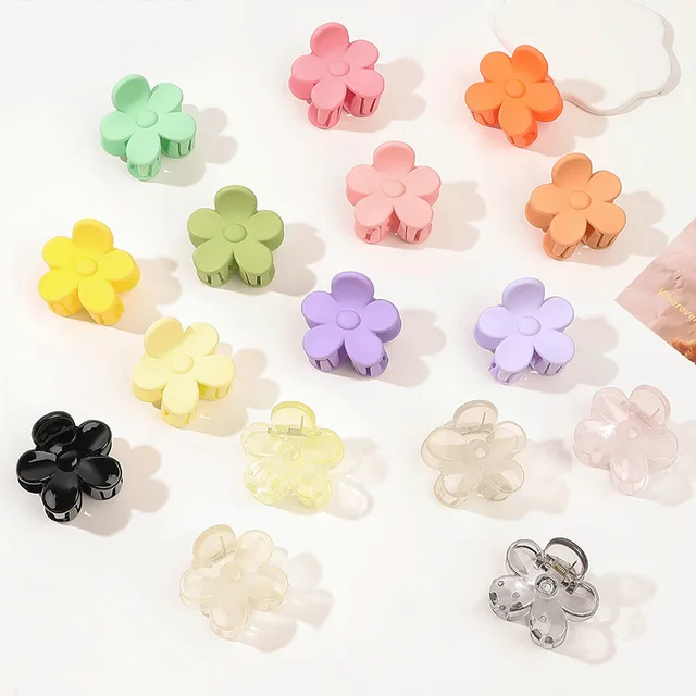 Plastic Small Flower Accesorios Para El Cabello Shark Hair Claw 4cm Frosted Hollow Clamps Clips For Girl Hair Clips For Women