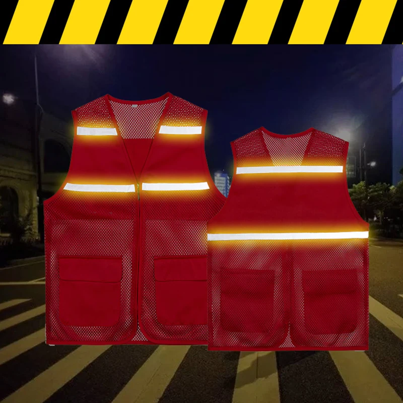 Customizable Logo High Visibility Reflector Construction Work Pockets Reflective Safety Vest