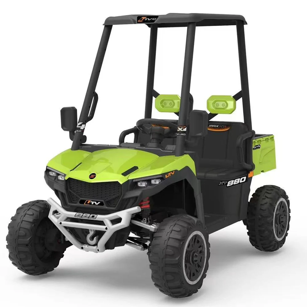 New Children Electric Ride-On Car with Remote Control Four Wheel Drive Rechargeable Double Seat Beach Metal Construction