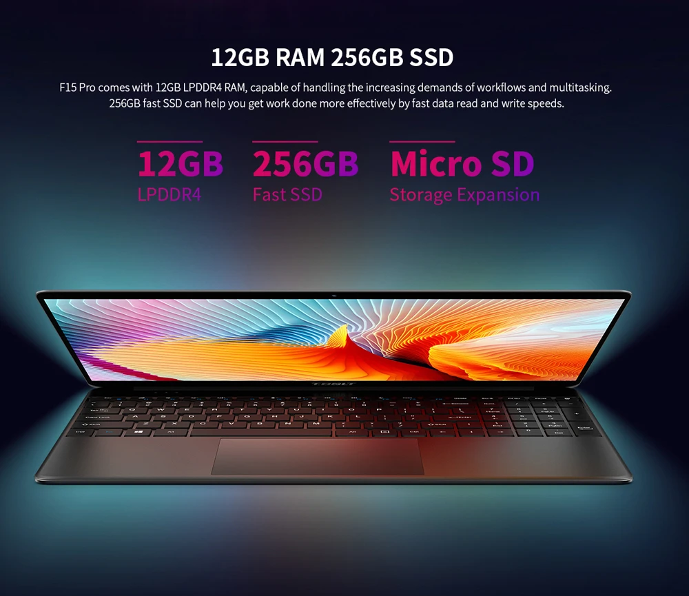 Teclast F15 Pro Window s 10 Laptop 15.6 inch 1920x1080 FHD 12GB RAM 256GB  SSD Intel Core i3-1005G1 Dual USB3.0 Type-C Notebook