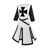 Stile a maniche lunghe in bianco e nero [senza cintura].