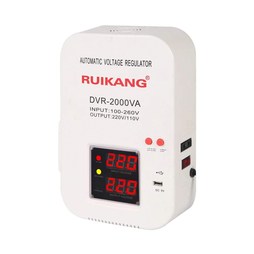 Single-Phase 50Hz Digital Automatic Voltage Regulator for Whole House Wall Hanging PC Material AC DC 220V for Home SVC SBW