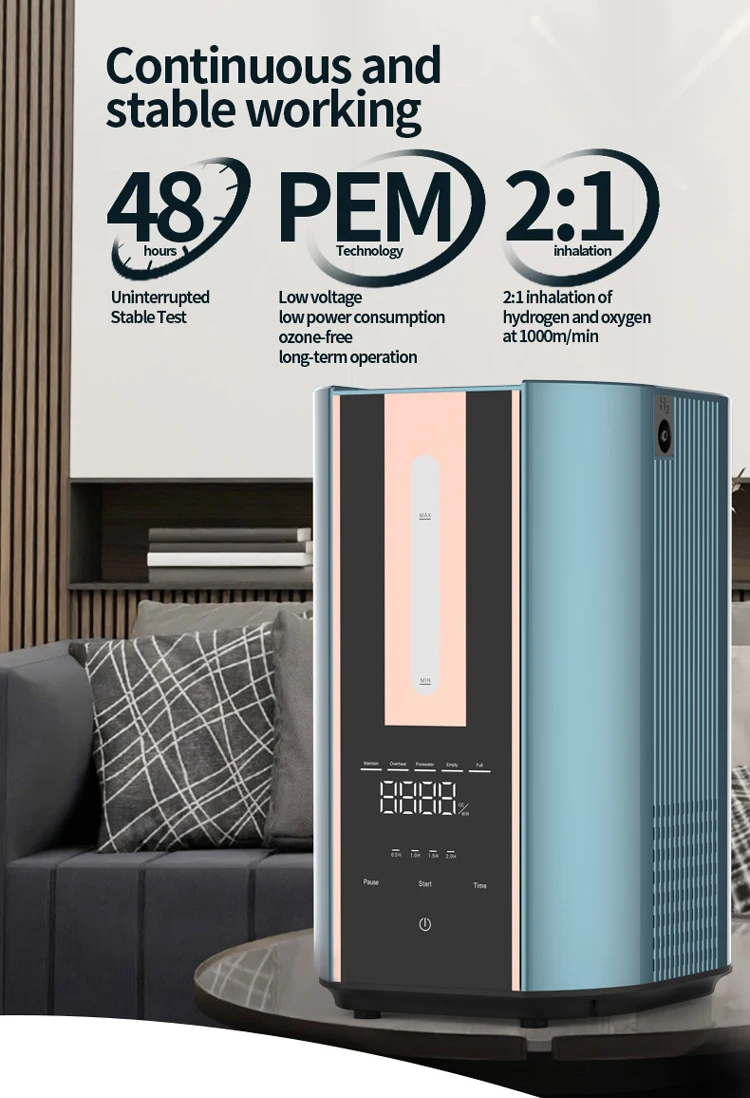 Medical 1000ml 99.99% Pure SPE Hydrogen Inhalation Machine Hydrogen Generator for Home Oxygen Hydrogen Generator Inhalation