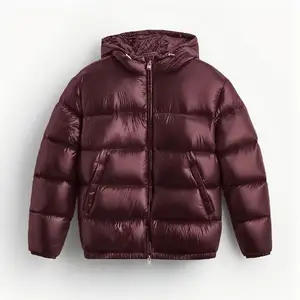 Classic Leisure Puffer Jacket with Warm Hood, Custom Down Puffer Jacket, Thickened Down Jacket