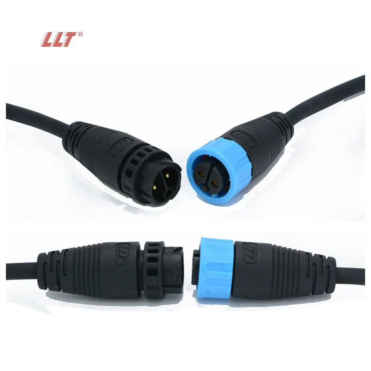 Free Sample M19 2 Pin Push Lock 14 to 18 AWG Cable Waterproof Connector for Electric Bikes