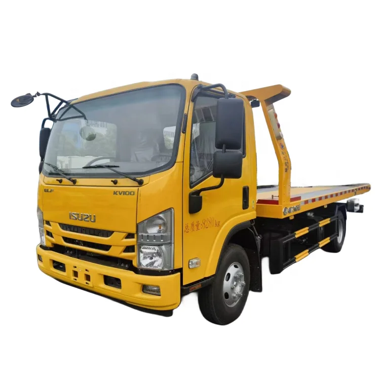 High Quality Japanese Isuzu 4 Ton Wrecker Hydraulic Flatbed Truck 4*2 ...