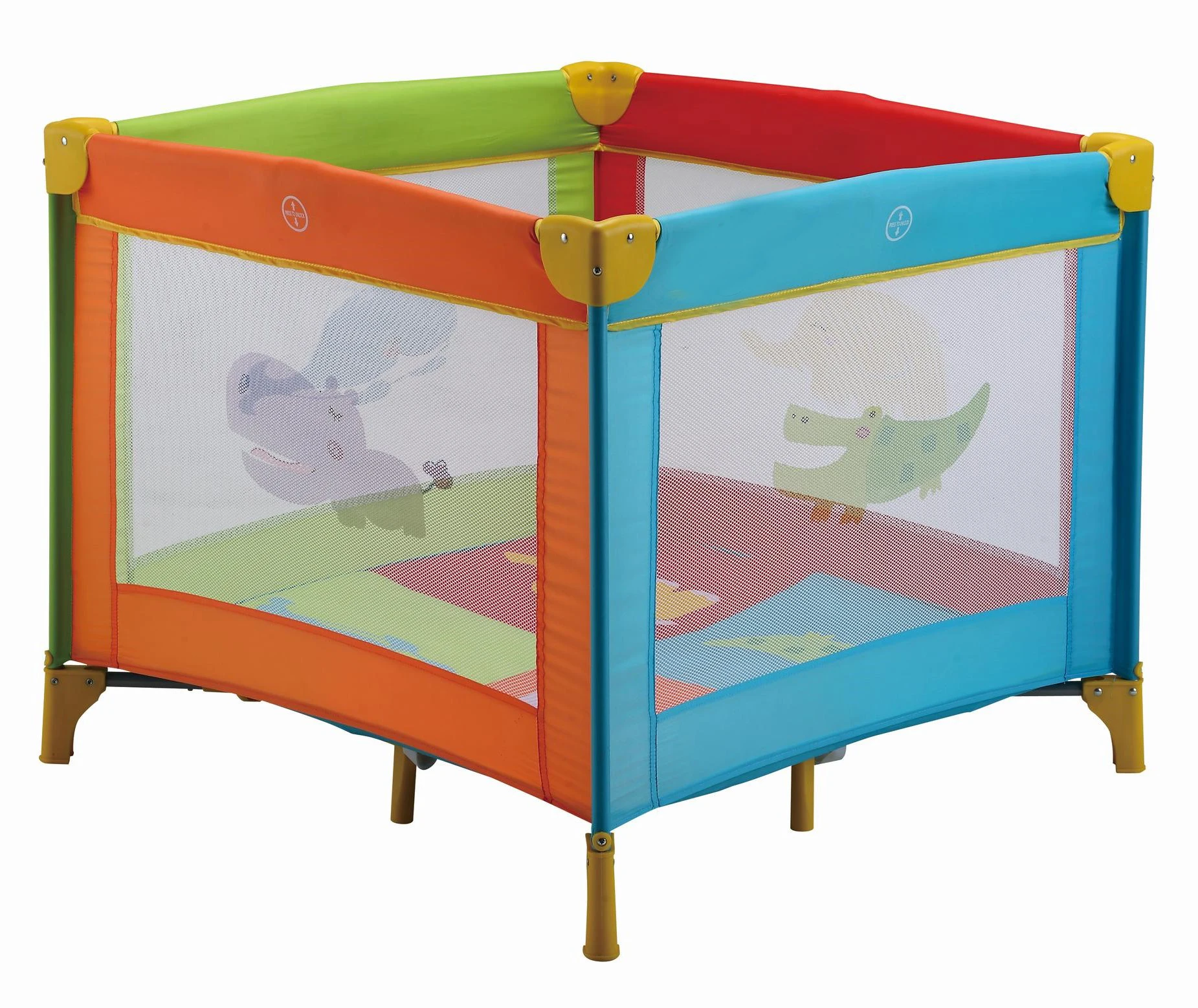 Square Plastic Baby Travel Cot 2-in-1 Playyard for Infant and