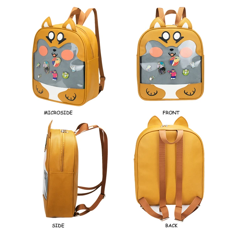 Custom Shape Pu Leather Itabag Backpack Insert Display Window Pin Ita Bag