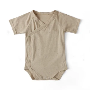 Summer Infant Designer Sprinkle Cotton Clothing Baby Boys' Rompers Long Sleeve Tie Snap Button Romper