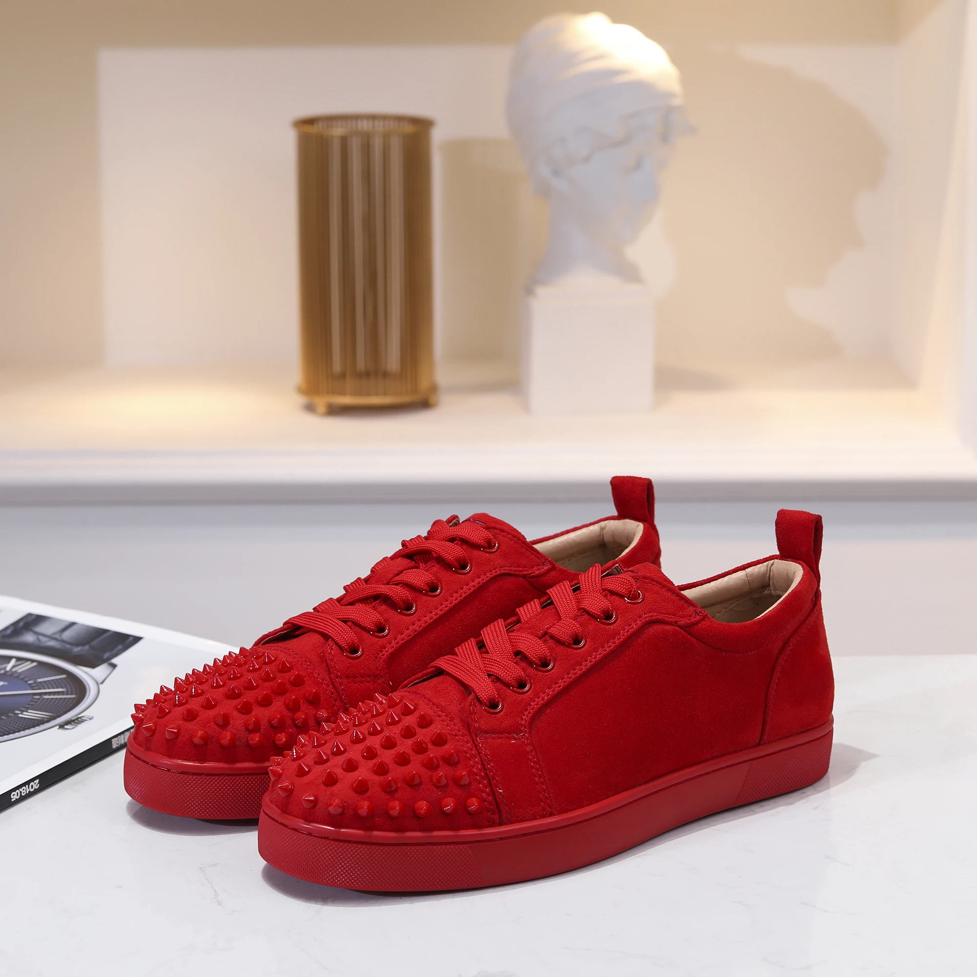 2019 Luxury Sneaker Studded Spikes Men Trainers Red Bottom Shoes Top  Quality Grey New Designer Brand Flats 100% Genuine Leather for Us 5-12 -  China Shoe and Shoes price