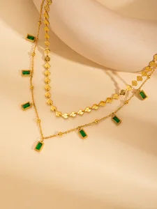 MW Wholesale Women's Sweater Chain 18K Gold-Plated Stainless Steel, Waterproof Non-Fade Double Layer Long Necklace