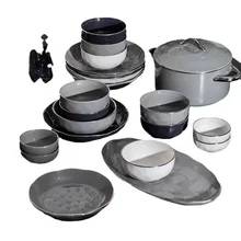 Gray Sennis 4-person meal 20-piece with soup bowl home light luxury dish set