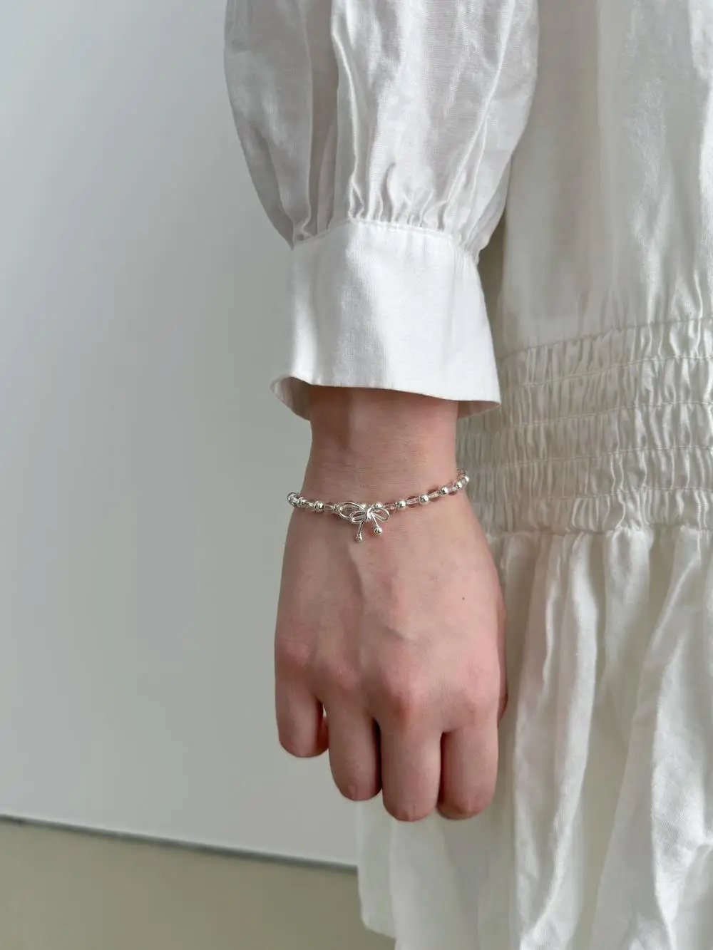 KAKODIY New Crystal Silver Beads 925 Sterling Silver Bow Bracelet detail 5