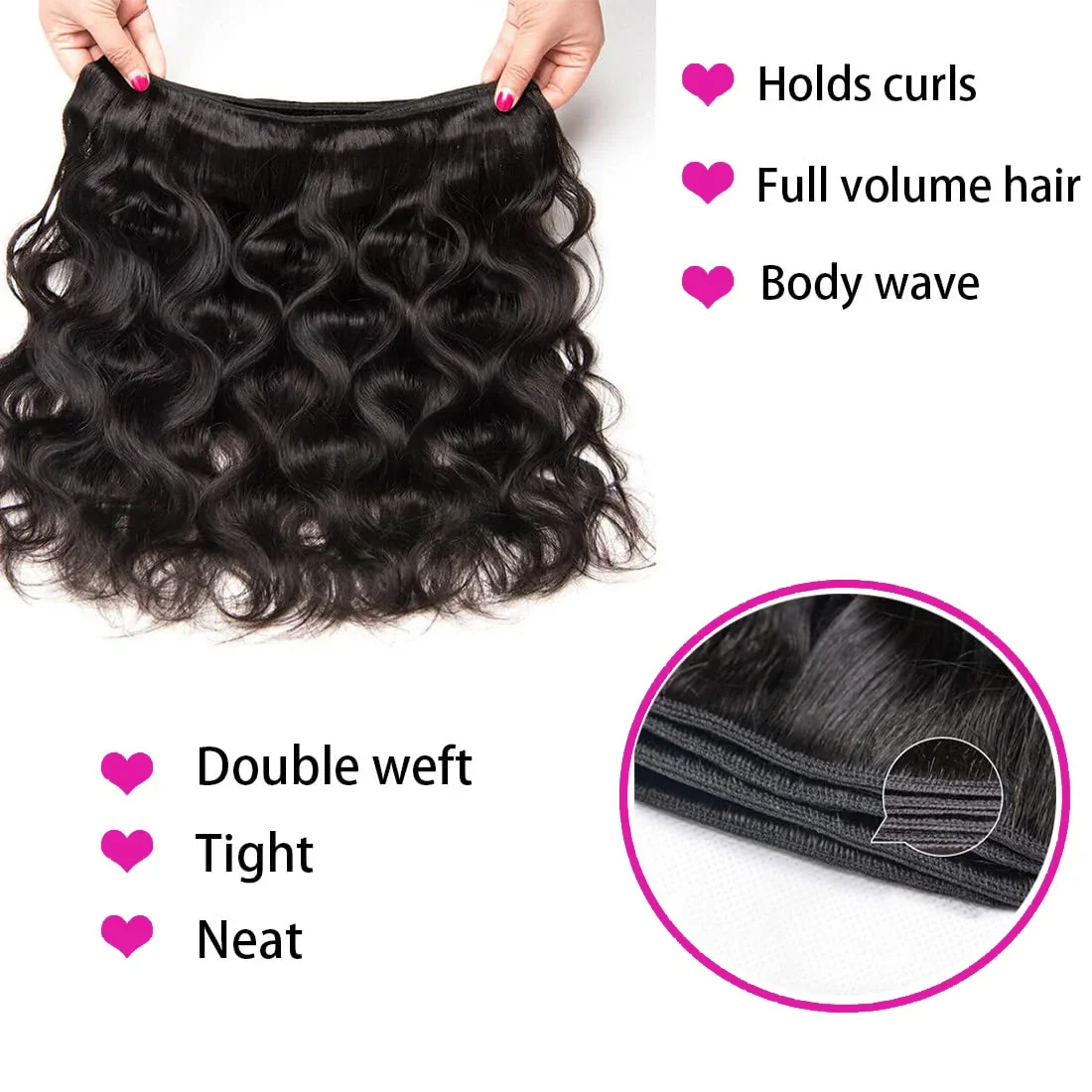 Extensões de cabelo humano body wave tecimento ondulado_voghion.com