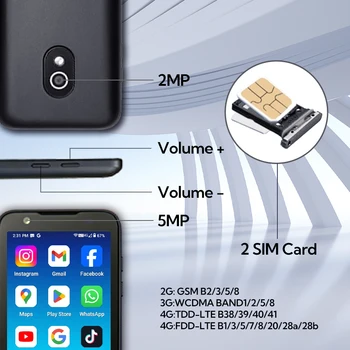 TIQ MINI M5S - Compact Android 13 Smart Phone with Dual SIM
