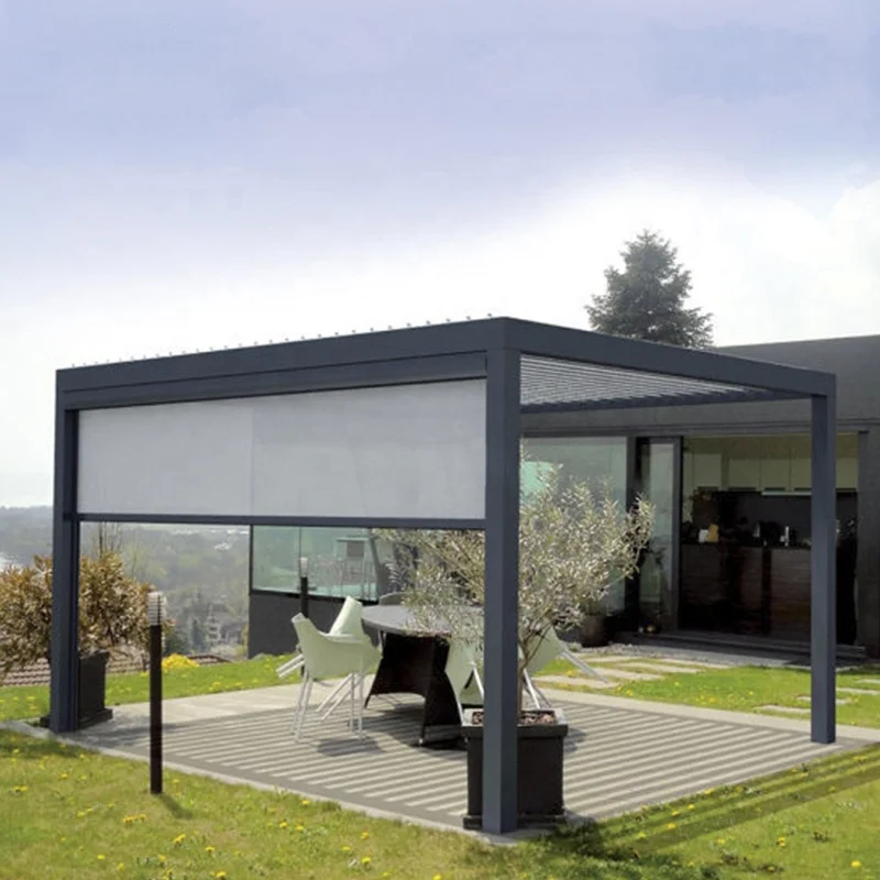 Hot Sale Motorized Aluminum Pergola with Rain and Wind Sensor Electric Pergola Roof System Waterproof Retractable Roof Pergola