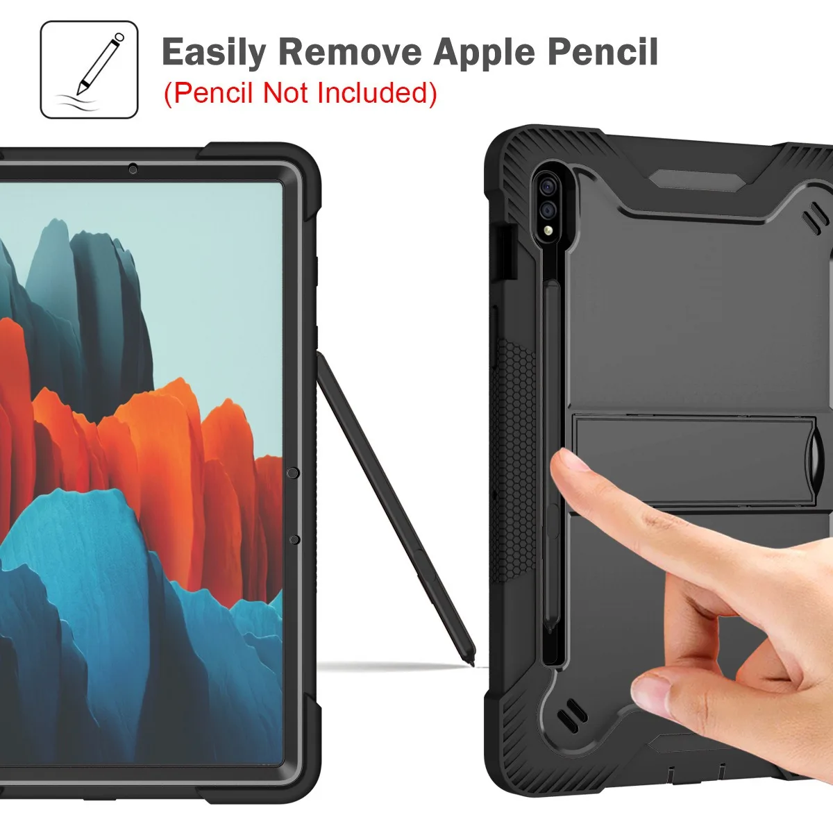 product laudtec folding holder tablet case for samsung tab s11 a11 rugged silicone pencil slot 3 layers multi functional cover pbk335-3