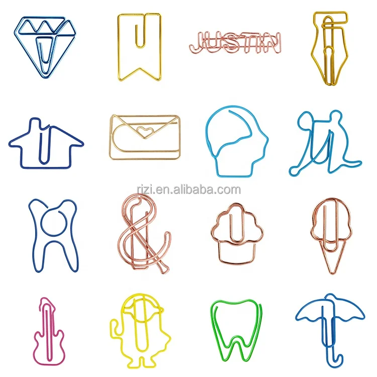 Оптовая продажа, цветные индивидуальные милые бумажные зажимы различных форм для детей